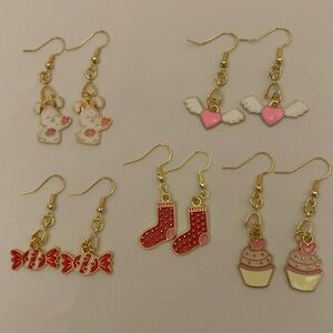 5 Pair Valentine Earrings